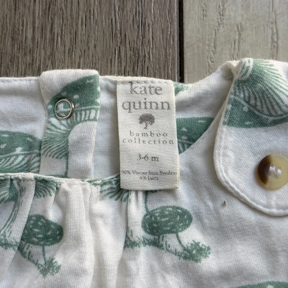 Kate Quinn Green Mushroom Print Diaper Cover